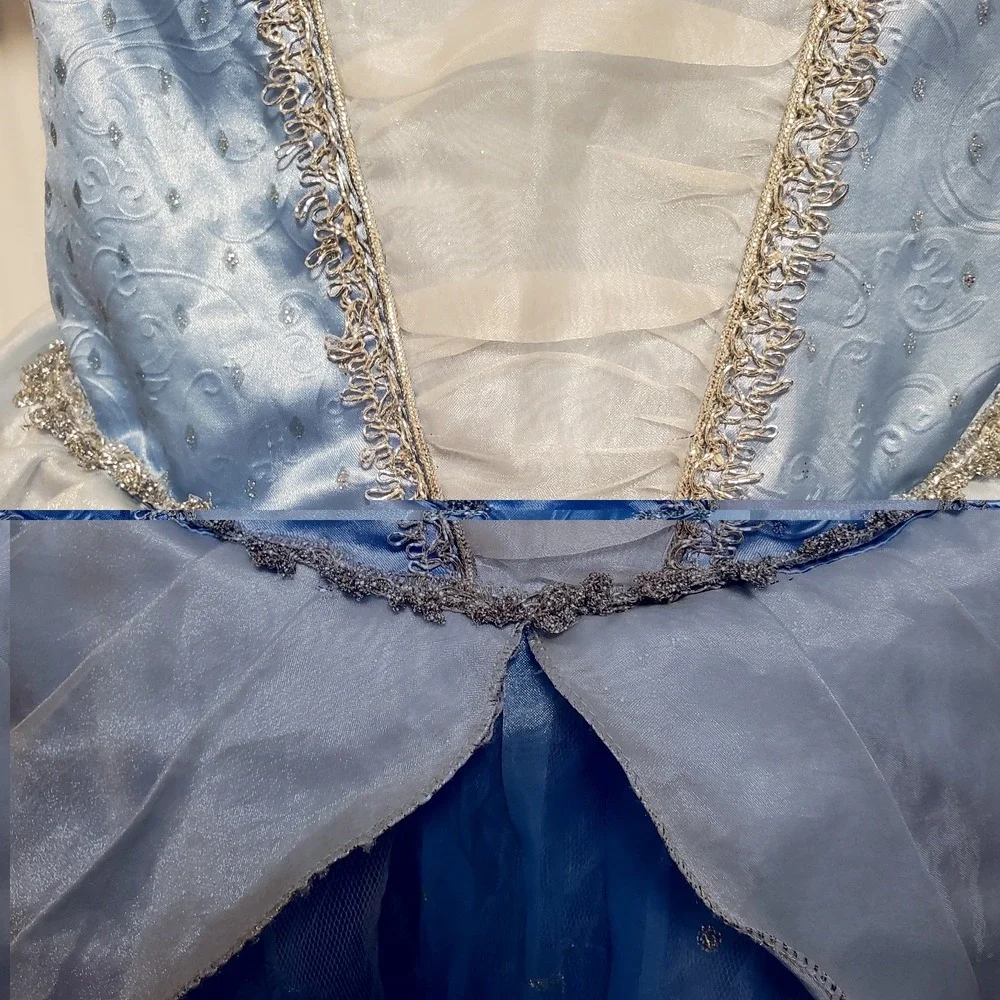 Disney Store Cinderella Ball Gown Dress Costume Blue Princess Halloween READ HOL